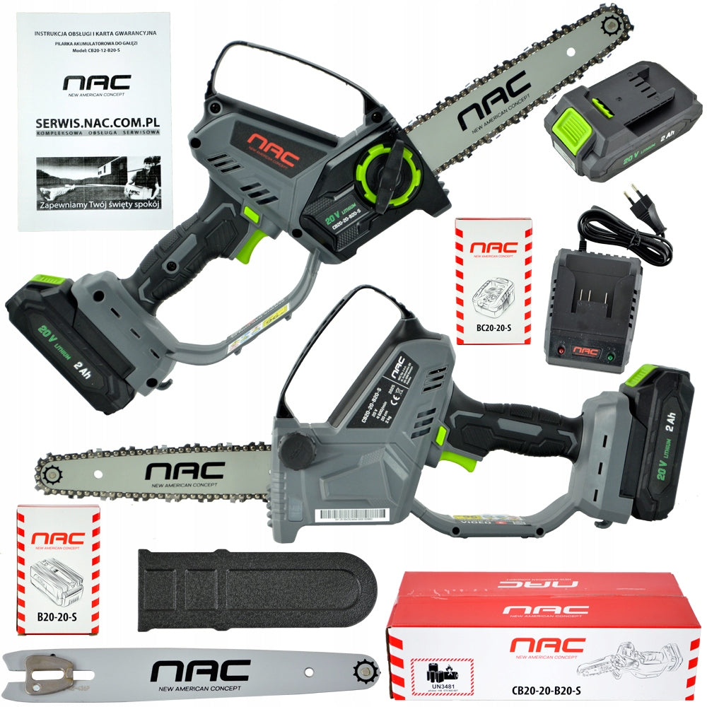 CORDLESS SAW FOR BRANCH NAC 20 V 2 Ah LUBRICATING PUMP 20 CM
