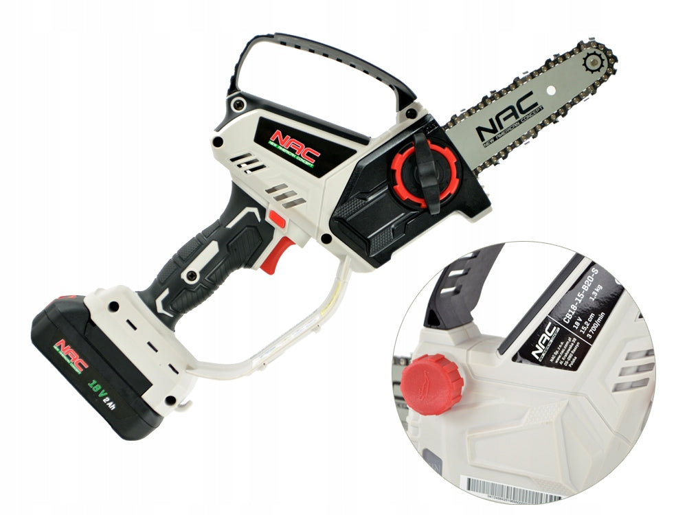 CORDLESS SAW FOR NAC 18 V 2 Ah BRANCH WITH LUBRICATING PUMP 15 CM Packaging status original