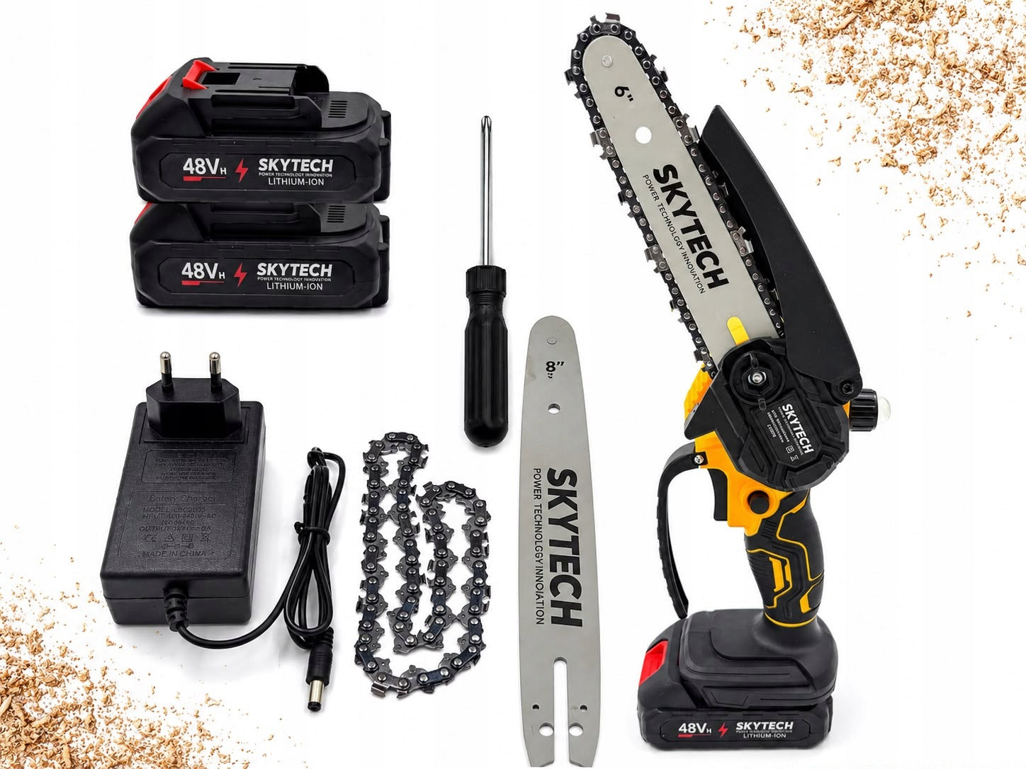 CORDLESS SAW for Wood and Branches 48V 2xAKU SET Chain Guide