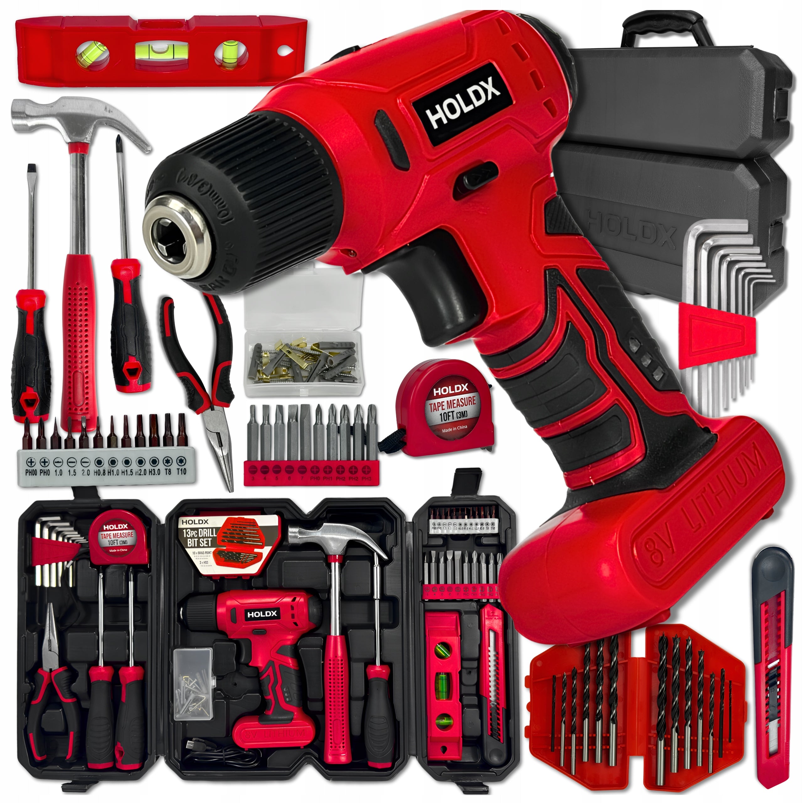 CORDLESS SCREWDRIVER HOLDX SUITCASE LARGE TOOL SET SCREW DRIVER BITS
