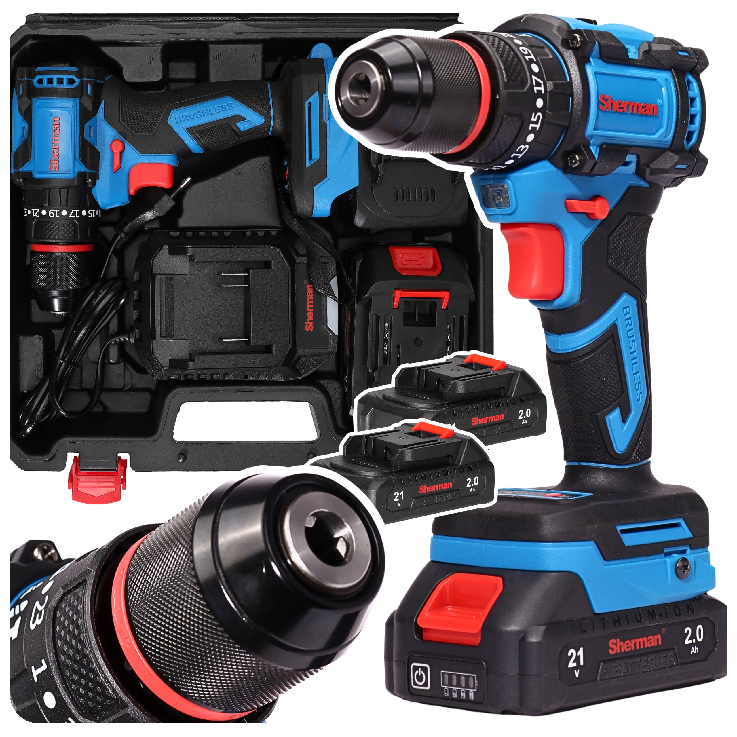 CORDLESS SCREWDRIVER WITH IMPACT ET-102 Sherman SUITCASE + 2x AKU