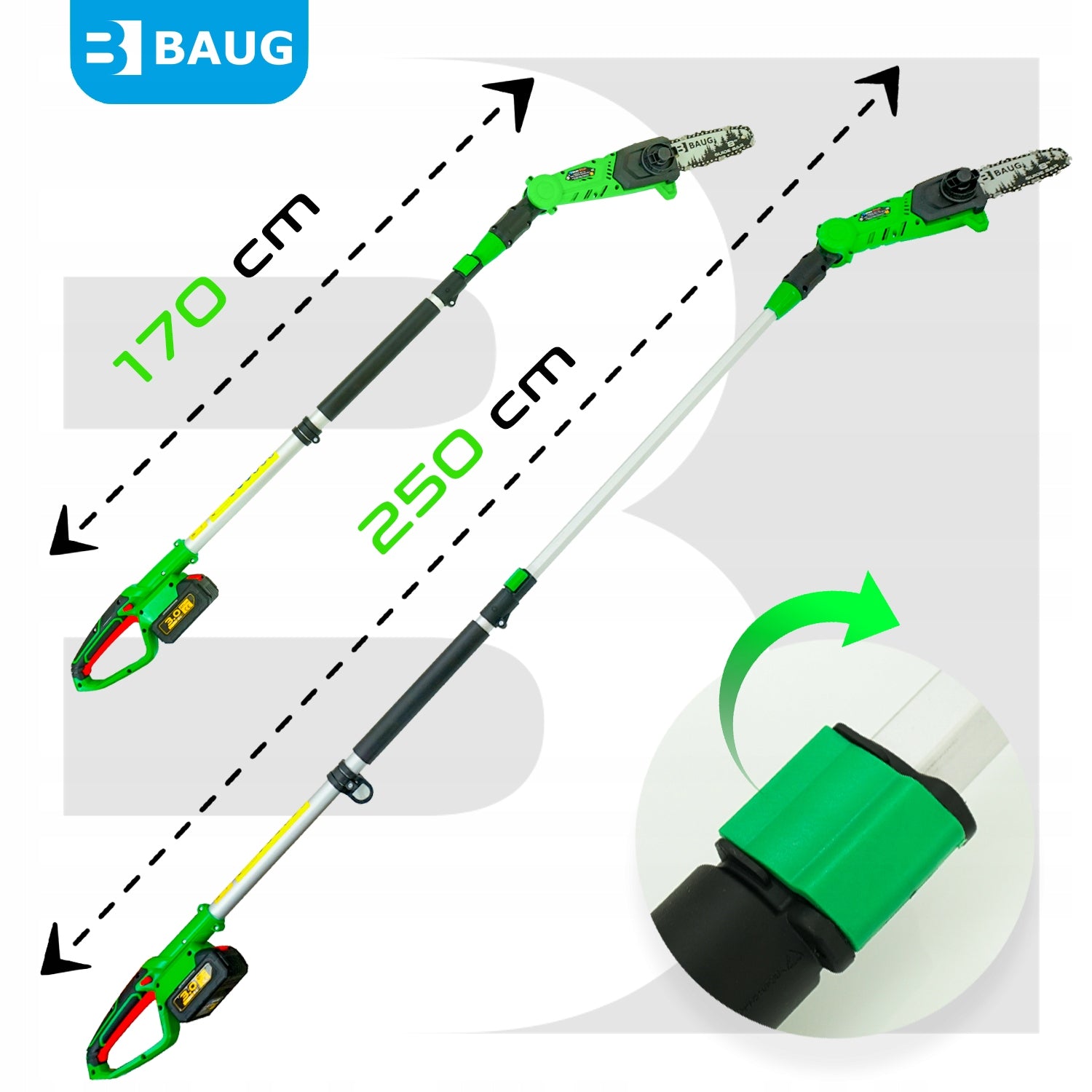 CORDLESS TELESCOPIC CHAINSAW ON BOOM HEDGE TRIMMER Number of batteries 2