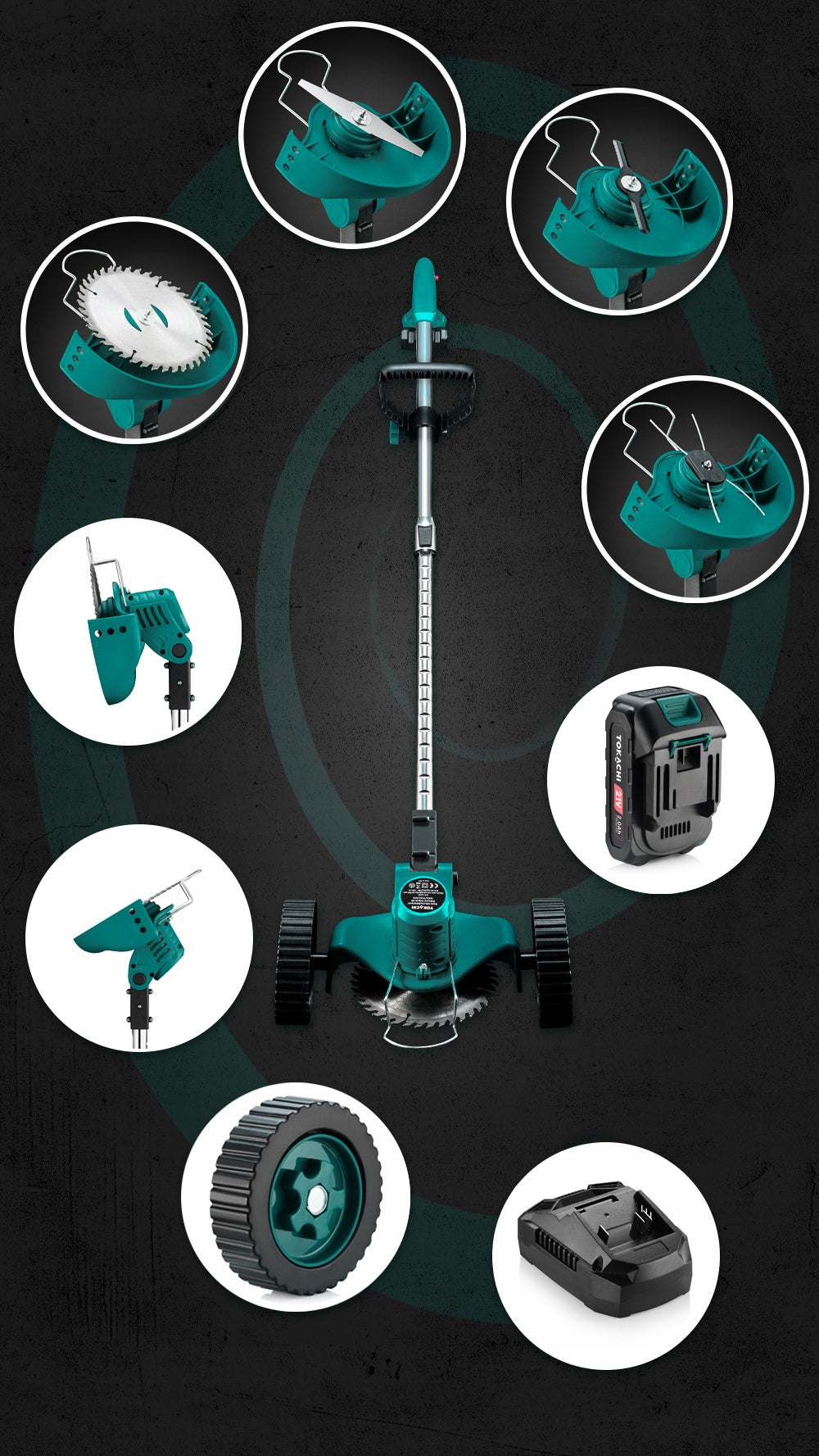 CORDLESS TRIMMER LIGHTWEIGHT GRASS SCYTHE ELECTRIC TRIMMER 2xAKU Power supply rechargeable battery