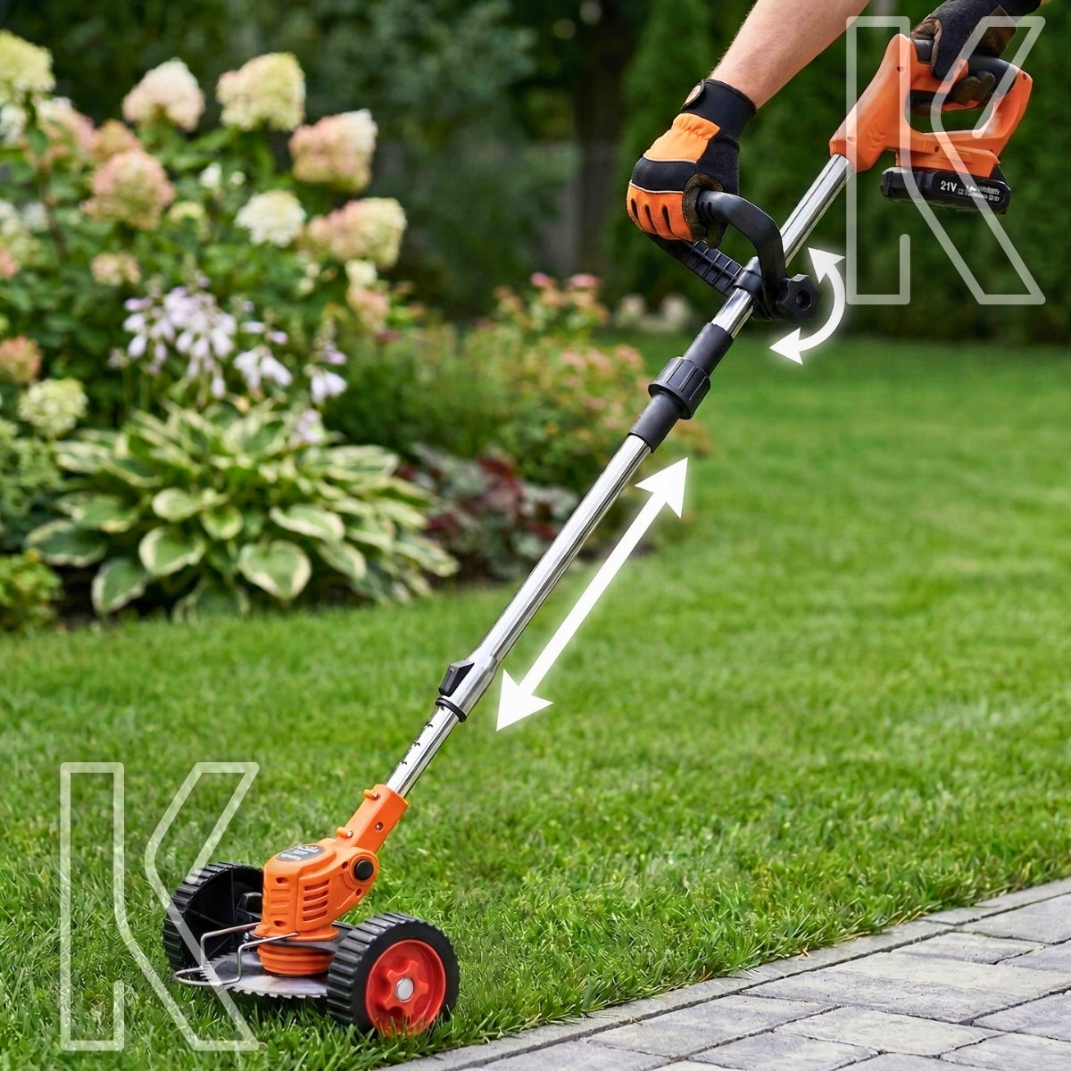CORDLESS TRIMMER SCYTHE BRUSH CUTTER ON WHEELS 2X 21V 2AH MEGA SET Model PODKASZARKA AKUMULATOROWA NA KOŁACH ZESTAW MOCNA