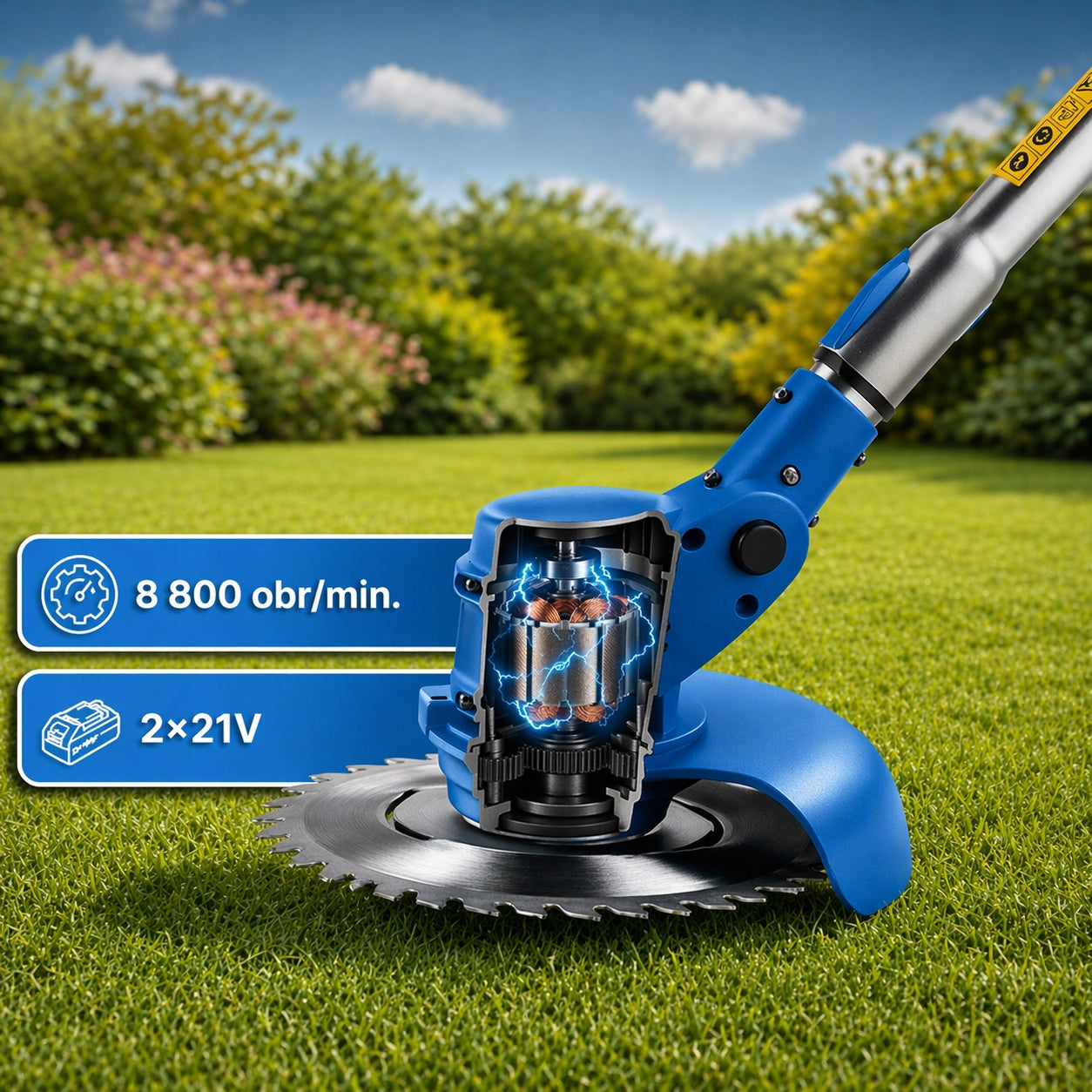 CORDLESS TRIMMER SCYTHE ELECTRIC BRUSH CUTTER 2 AKU FOR GARDEN GRASS Manufacturer code 3411104