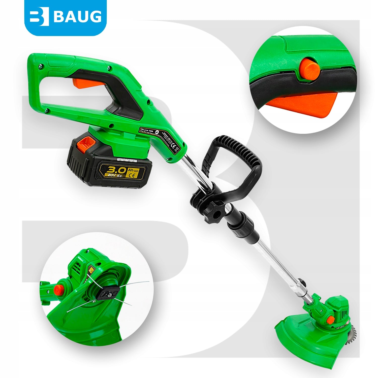 CORDLESS TRIMMER SCYTHE GRASS CUTTER + KNIVES SAW 2AKU 3AH 20V Brand Baug