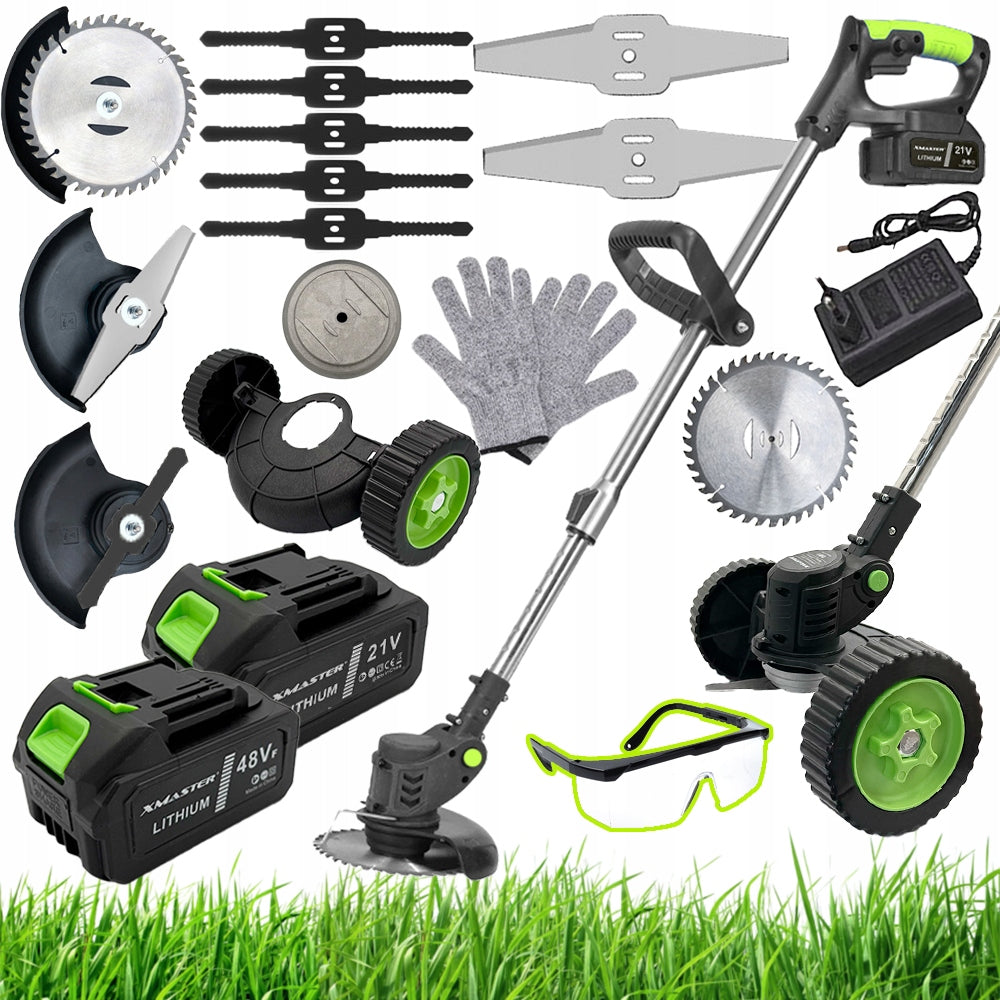 CORDLESS TRIMMER SCYTHE GRASS TRIMMER SET ON WHEELS 2x AKU