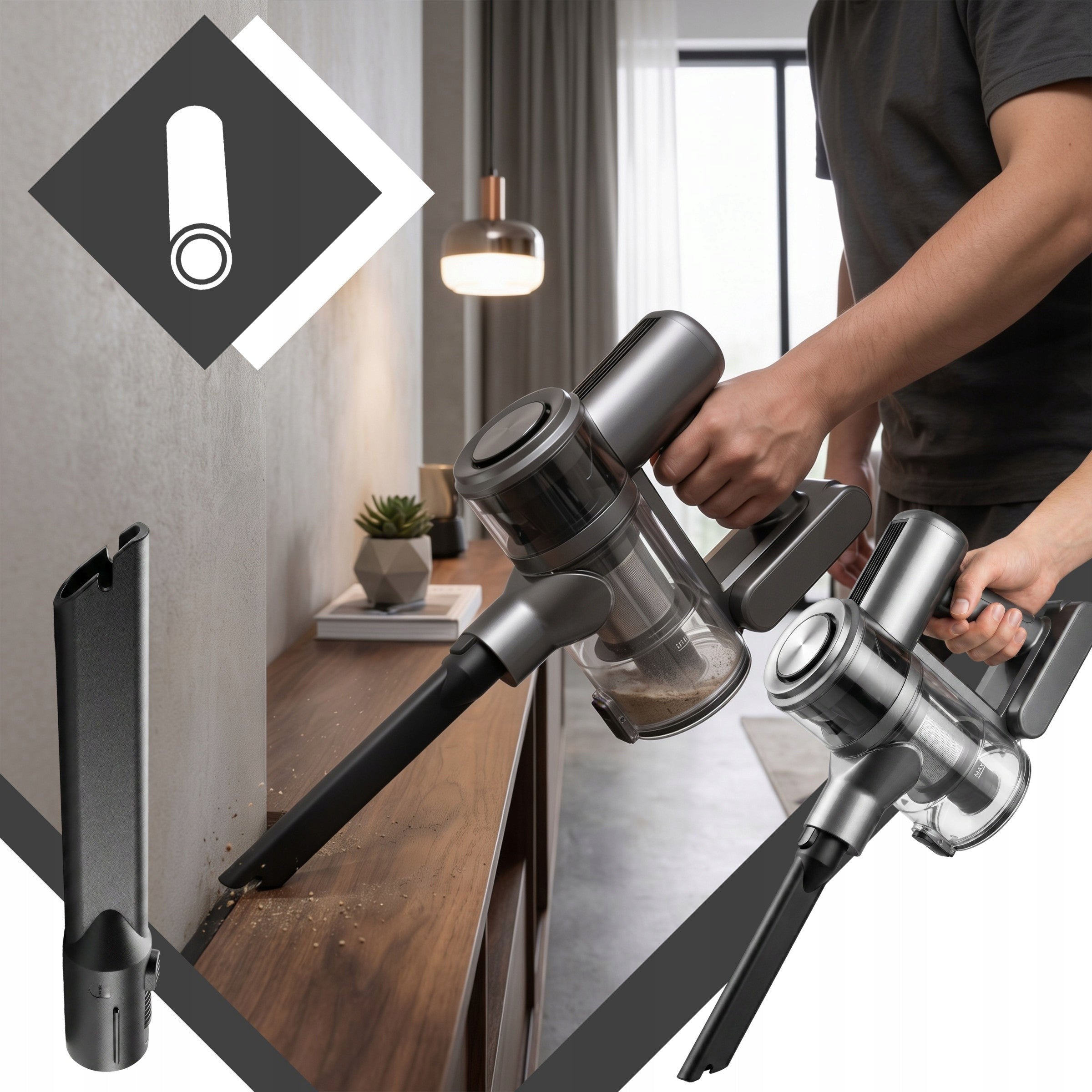 CORDLESS VACUUM CLEANER VERTICAL HANDHELD 3in1 BAGLESS ELECTROBRUSH STRONG Dominant color gray