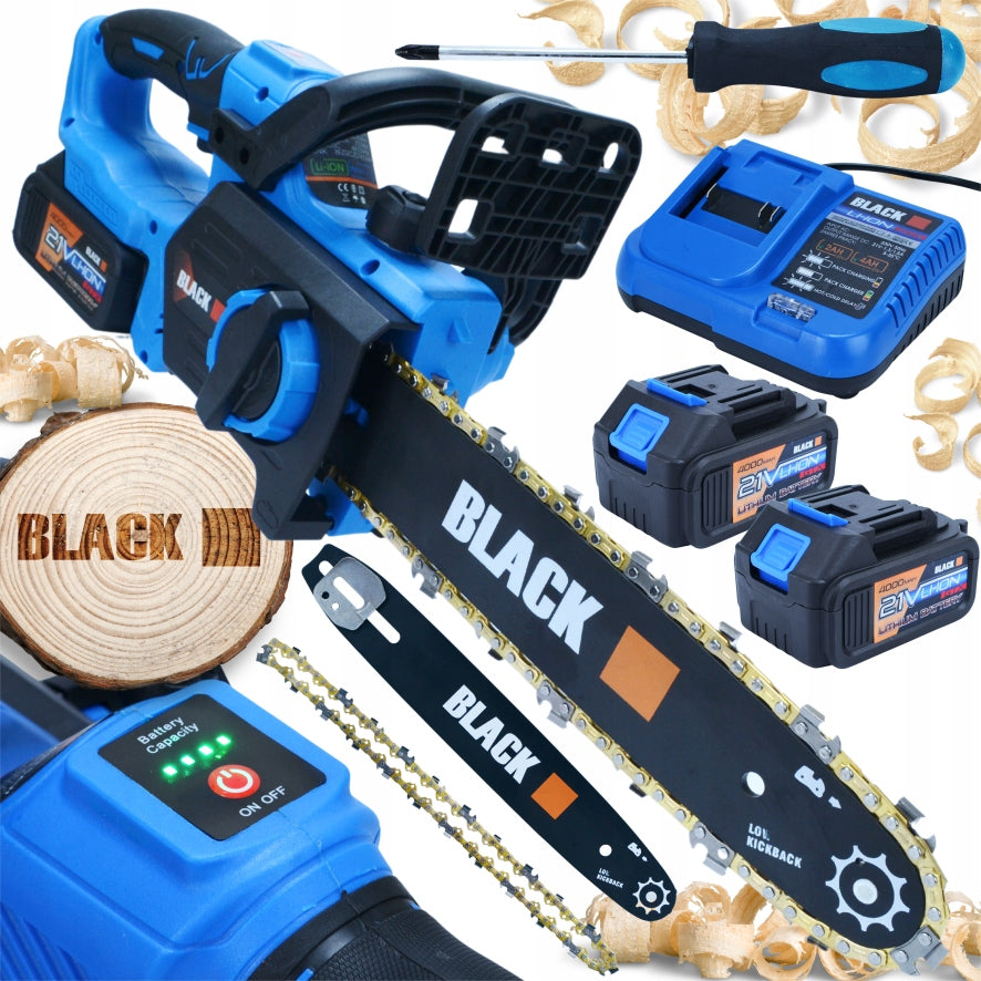 CORDLESS WOOD CHAINSAW 2 X 21V 4 AH 30CM 12" BLACK