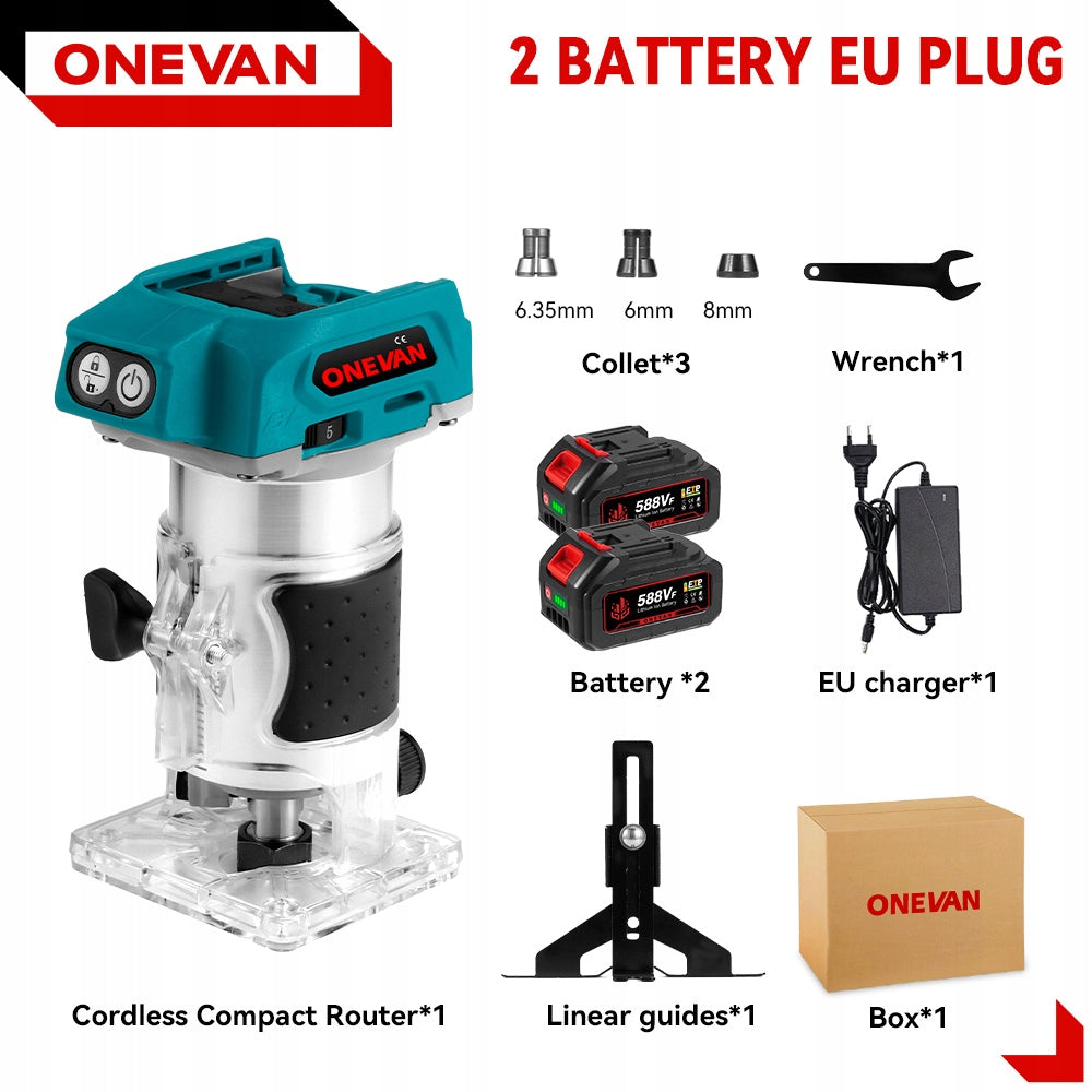 CORDLESS WOOD SPINDLE MILLING MACHINE 1000W ADJUSTABLE 2AKU Brand ONEVAN