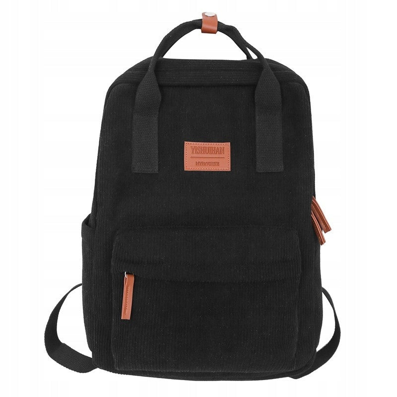 CORDUROY BACKPACK FOR BOTH HER AND HIM - BLACK