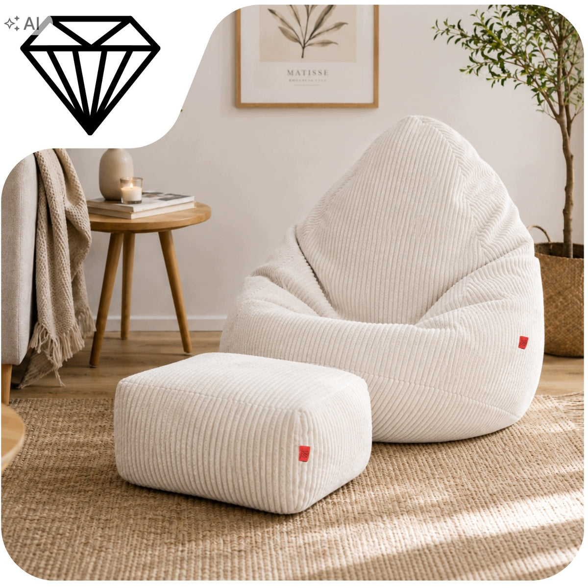 CORDUROY BOHO SAKO BAG + POUF FOOTREST POUF ARMCHAIR POUFS SEAT VELOUR Medical device no