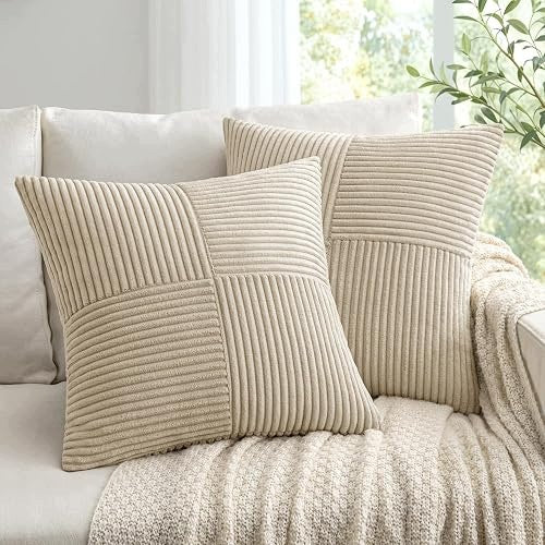 CORDUROY PILLOWCASES BEIGE BOHO SET OF 2 PCS 40X40 CM Brand no brand