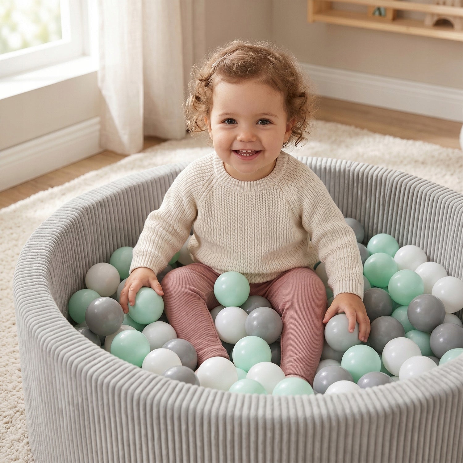 CORDUROY Pool with Balls 90x30 cm 200 Balls Playpen for children Kiddymoon Character/Title none