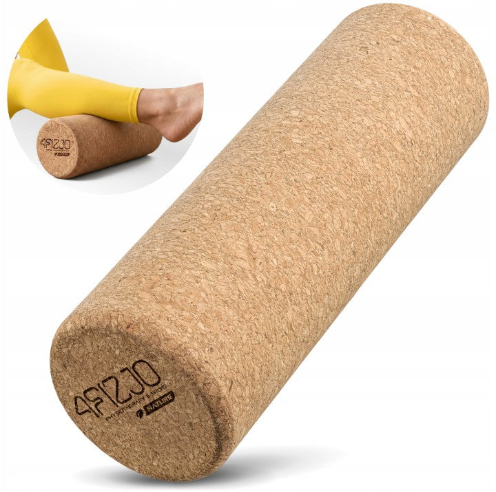 CORK ROLLER FOR EXERCISE MASSAGE SMOOTH ROLLING NATURAL 30 CM