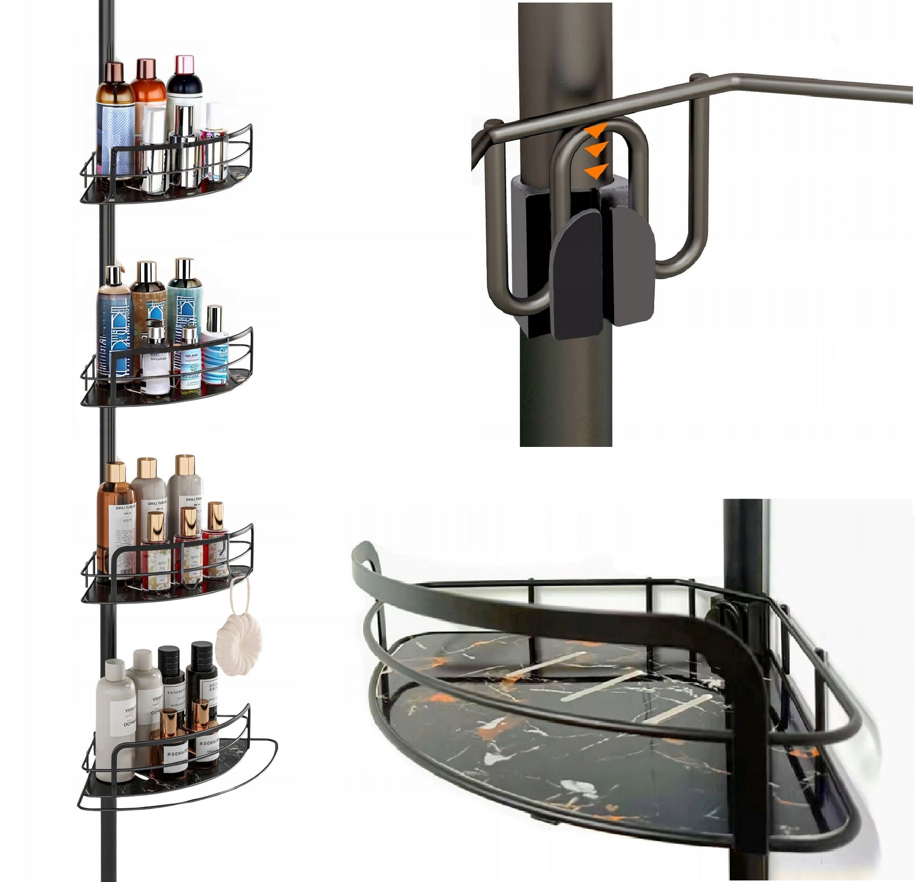CORNER BATHROOM SHELF TELESCOPIC SHOWER FOR COSMETICS - PREMIUM