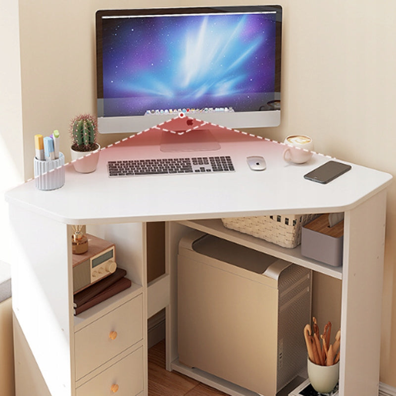 CORNER DESK TRIANGULAR COMPUTER WITH SHELVES MODERN WHITE LOFT 80x75 Manufacturer code BIURKO NAROŻNE TRÓJKĄTNE KOMPUTEROWE