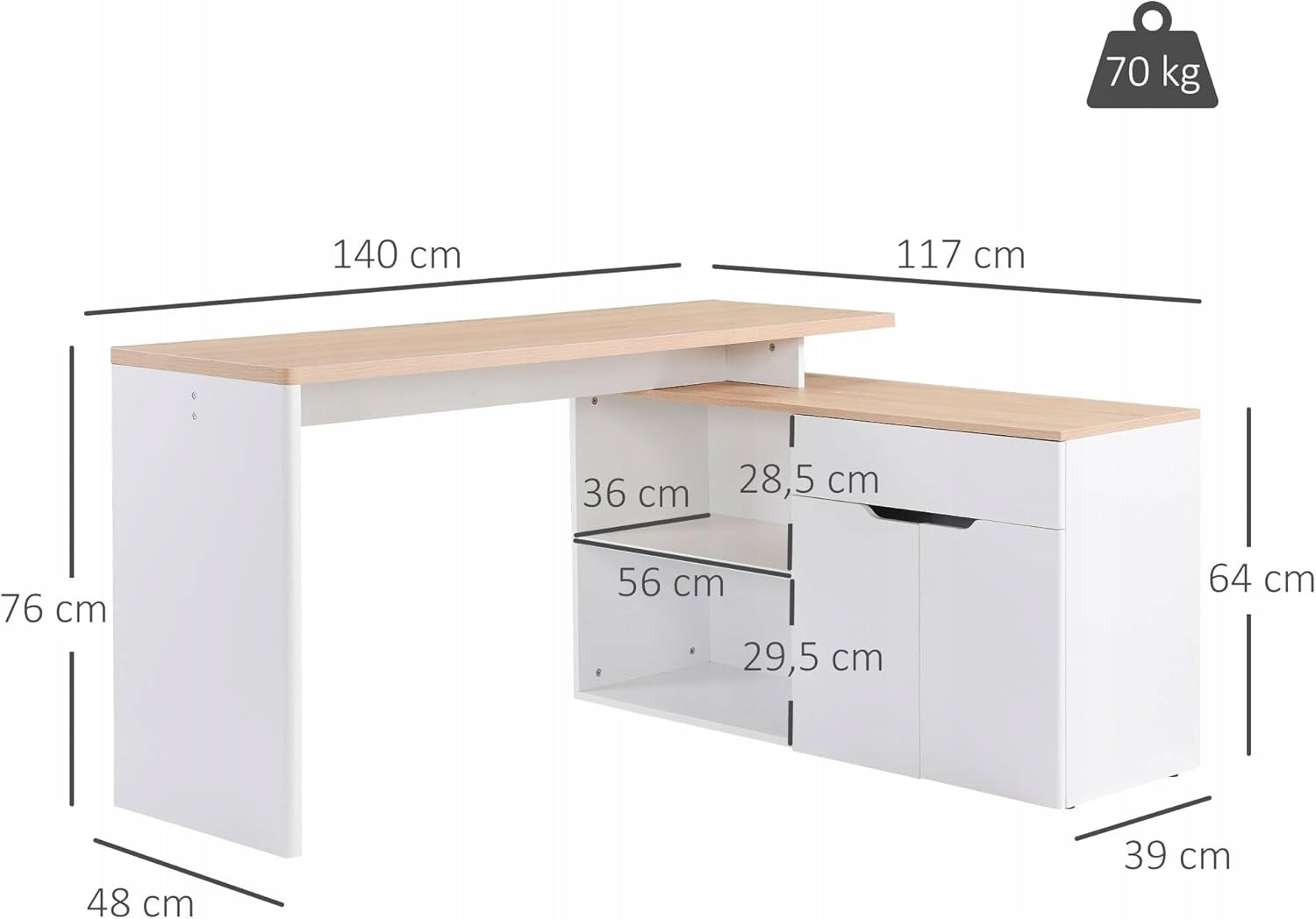 CORNER DESK WITH BOOKCASE CABINET IDEAL FOR YOUTH STUDY ROOM EAN (GTIN) 0099874857452