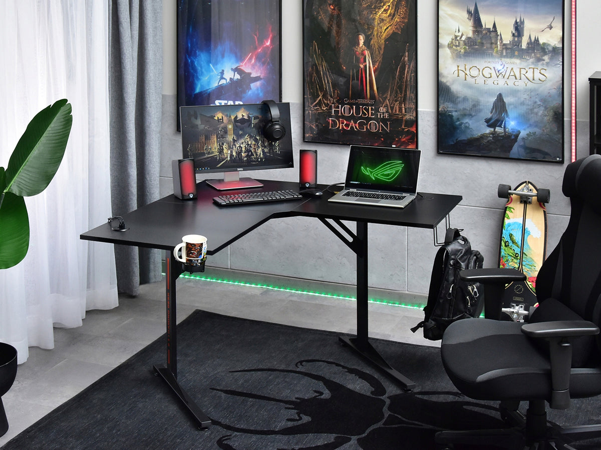 CORNER GAMING DESK BLACK CARBON USB PORT ORGANIZER HOLDER MADS C EAN (GTIN) 5907698680161