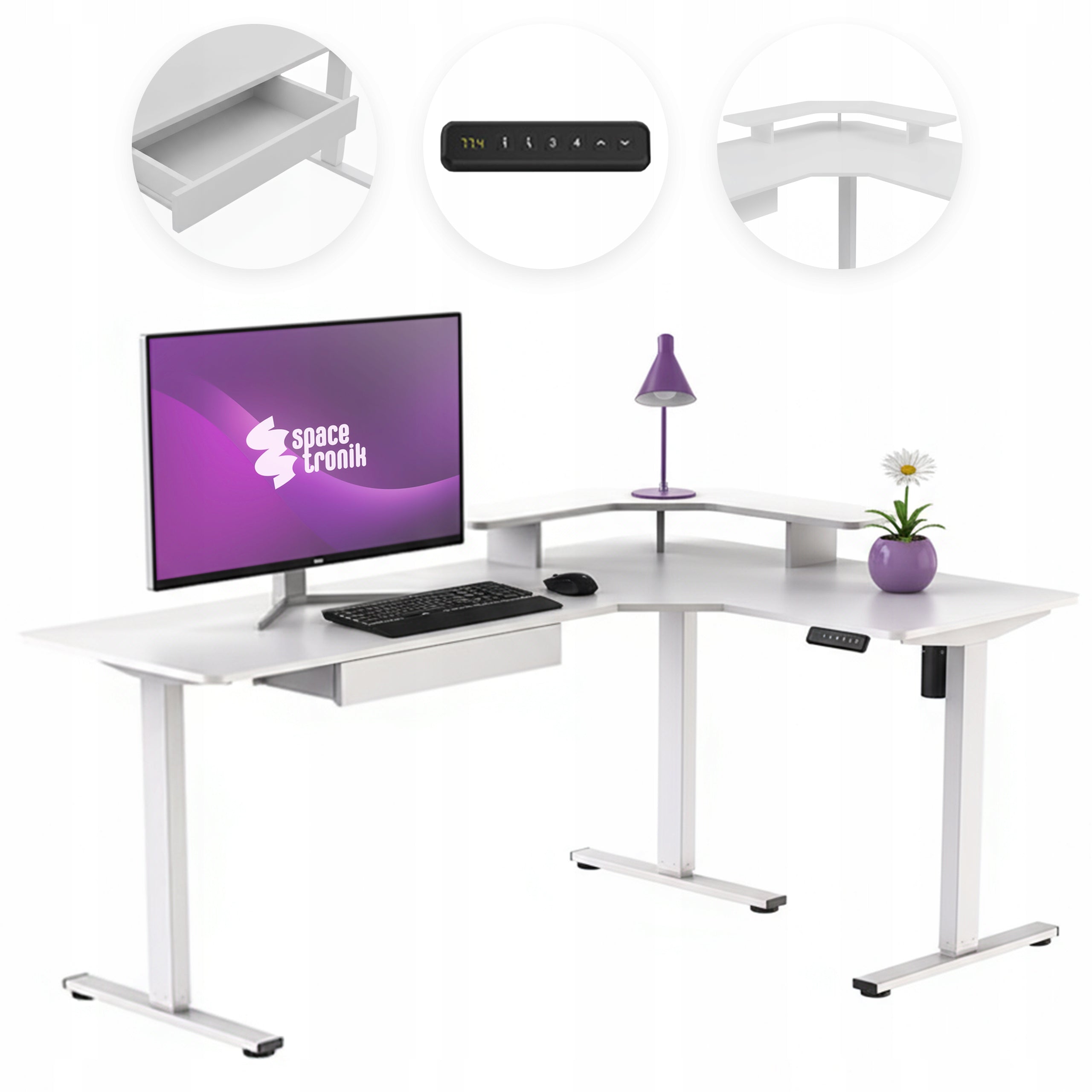 CORNER GAMING Desk 180×120×60 cm Adjustable Electric Computer