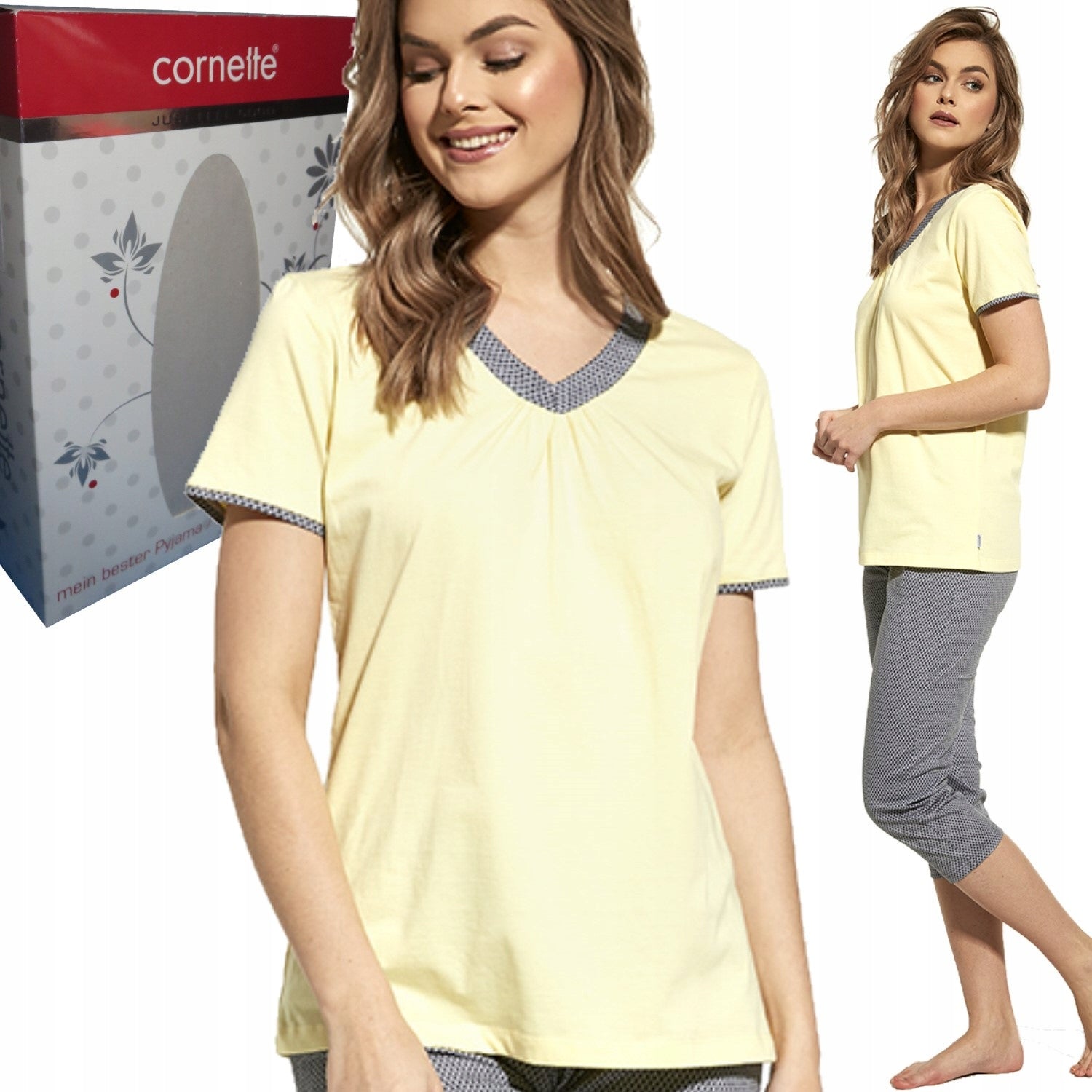 Pyjama für Damen Cornette 446/228, gelb 