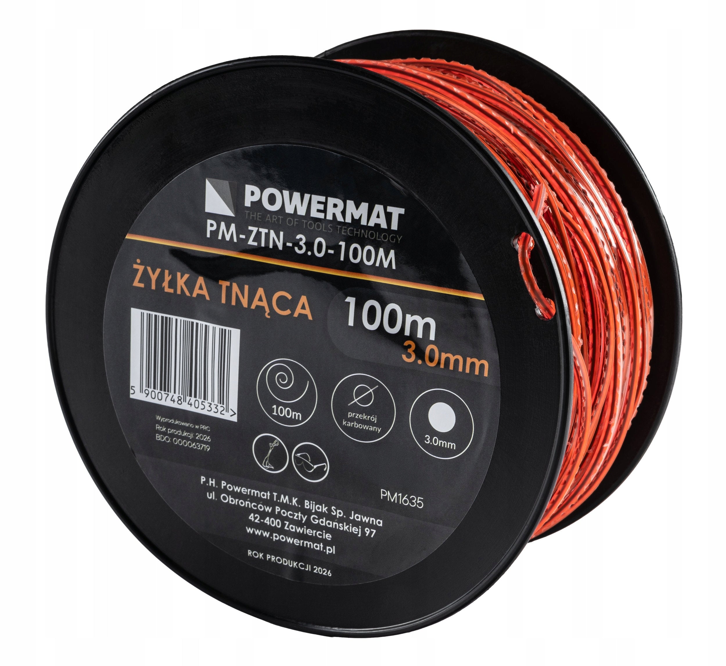 CORRUGATED SQUARE CUTTING LINE 3,0MM 100M REINFORCED FOR TRIMMER SCYTHE Diameter 3 mm