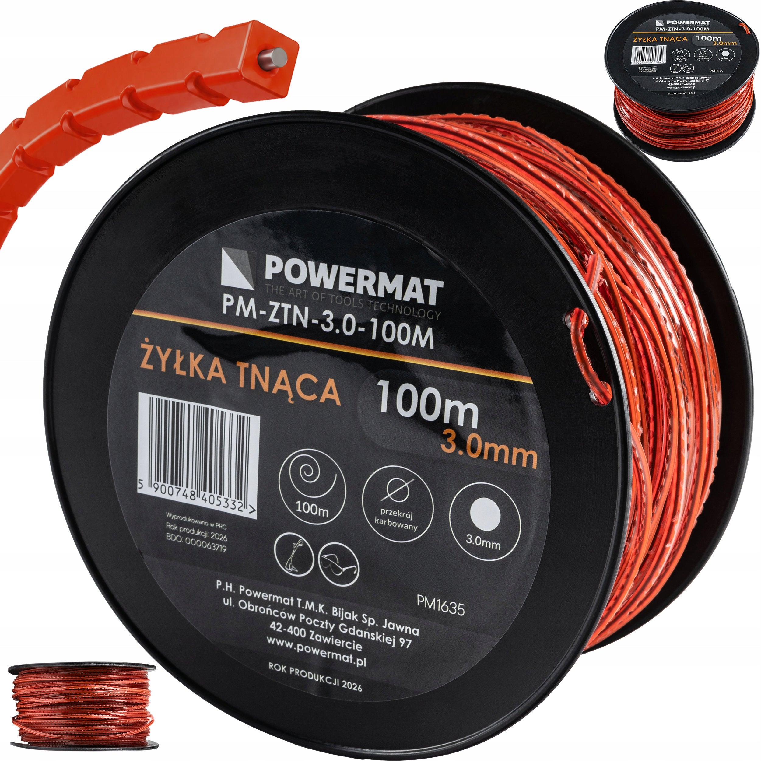 CORRUGATED SQUARE CUTTING LINE 3,0MM 100M REINFORCED FOR TRIMMER SCYTHE