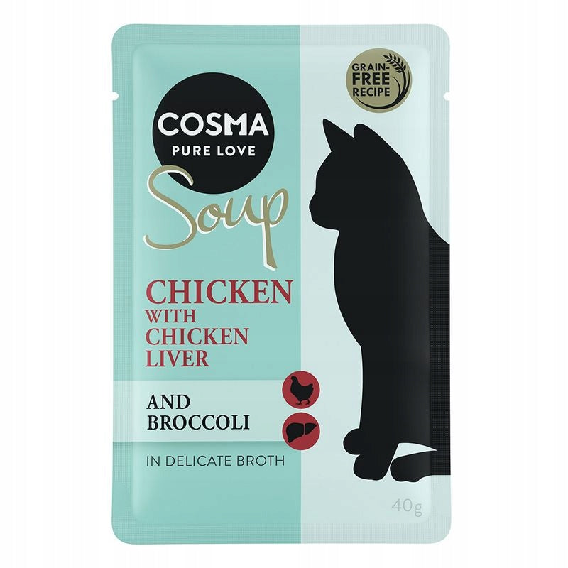 COSMA Soup wet food chicken liver broccoli 40g for CATS