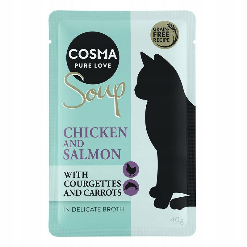 COSMA Soup wet food chicken salmon zucchini carrots 40g for CATS