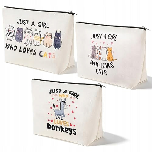 COSMETIC BAG MAKEUP CAT KAWAII FOR GIRLS SET OF 3 women
