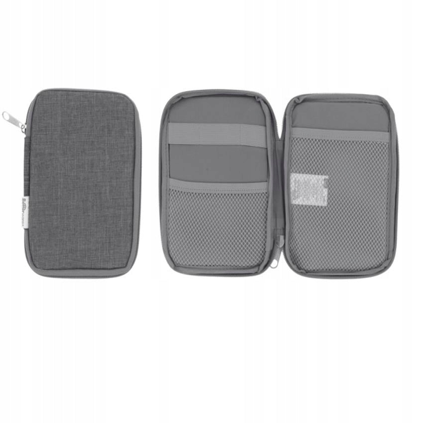 COSMETIC BAG, PASSPORT ORGANIZER CASE GREY
