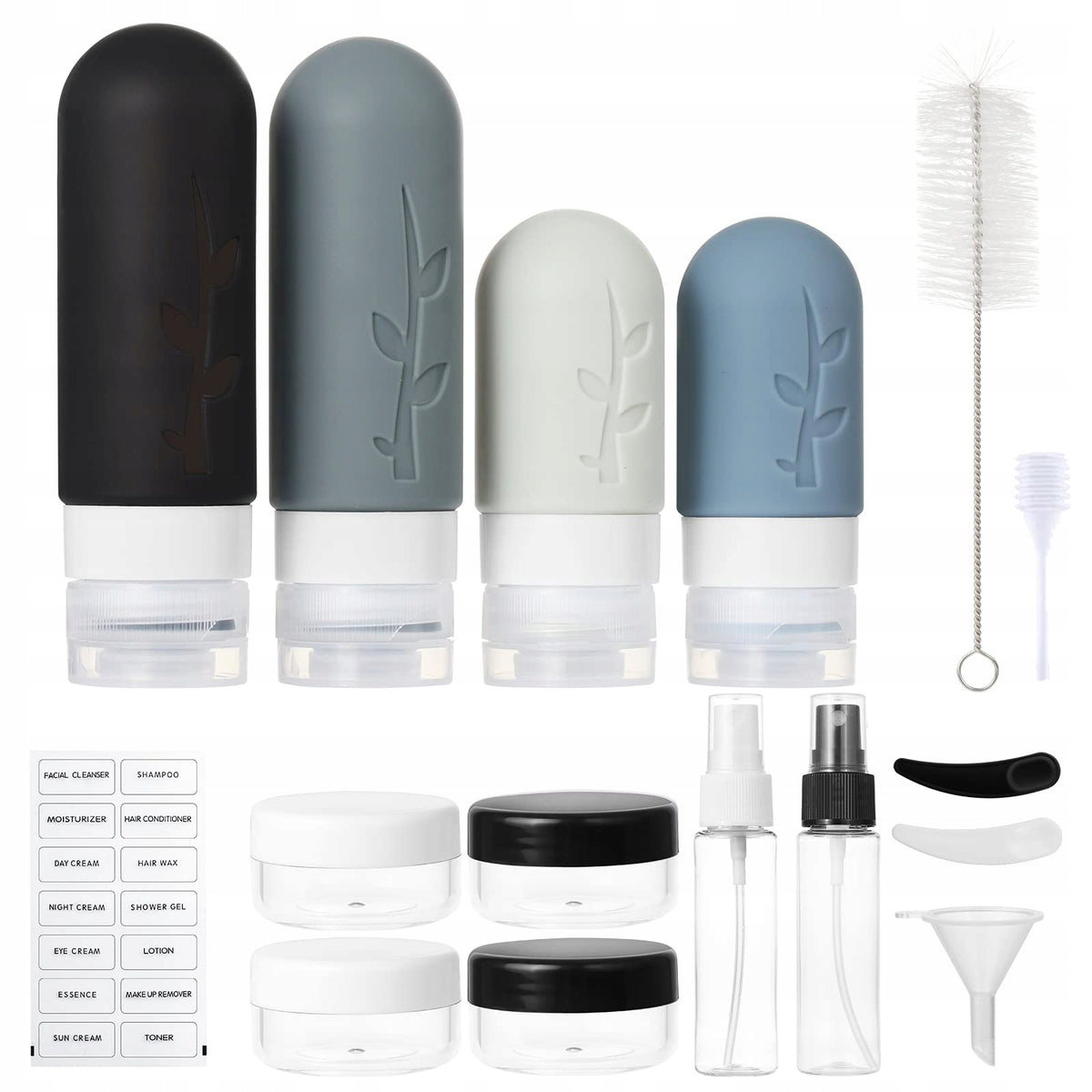 COSMETIC BAG TRAVEL CONTAINERS FOR AIRPLANE BOTTLES SET 19 EL. WITH ZIPPER Packaging status original