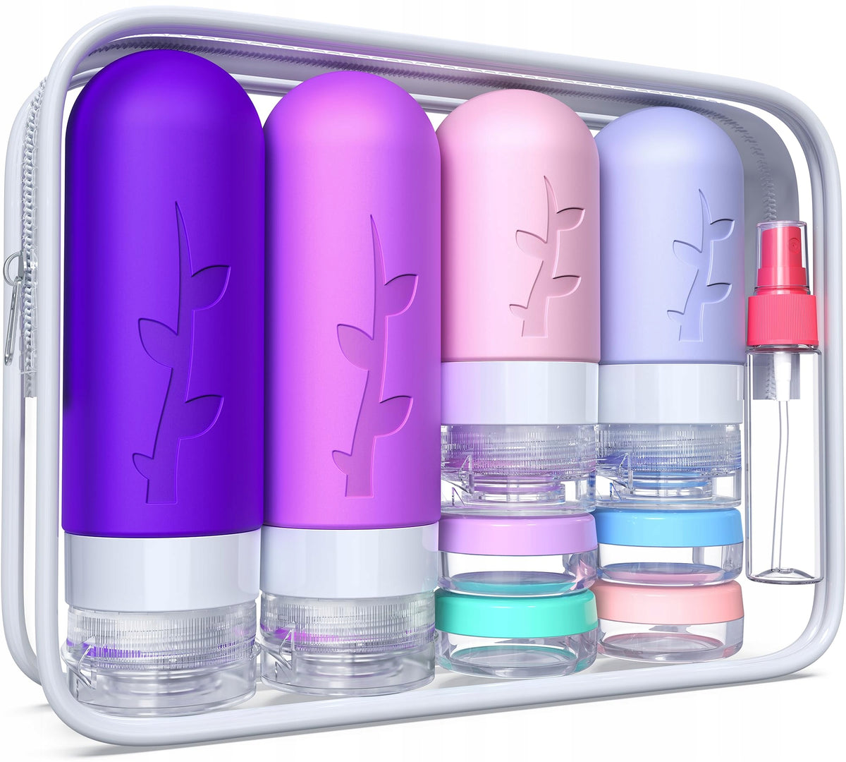 COSMETIC BAG TRAVEL CONTAINERS FOR AIRPLANE BOTTLES SET 19 EL. WITH ZIPPER