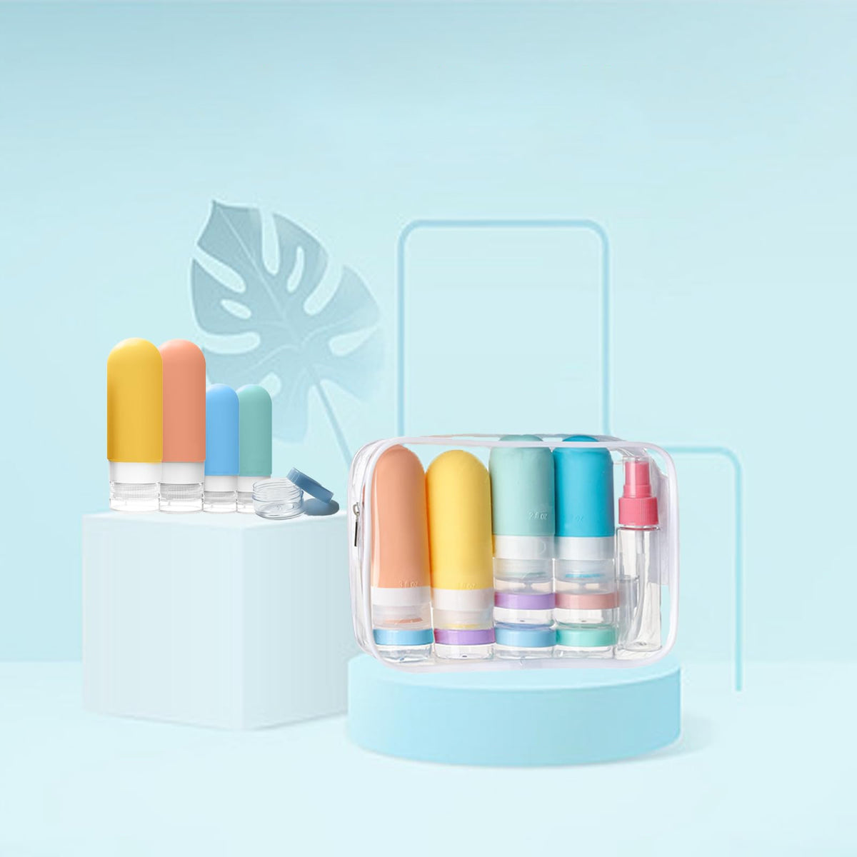 COSMETIC BAG TRAVEL CONTAINERS FOR AIRPLANE BOTTLES TRAVEL KIT Packaging status original