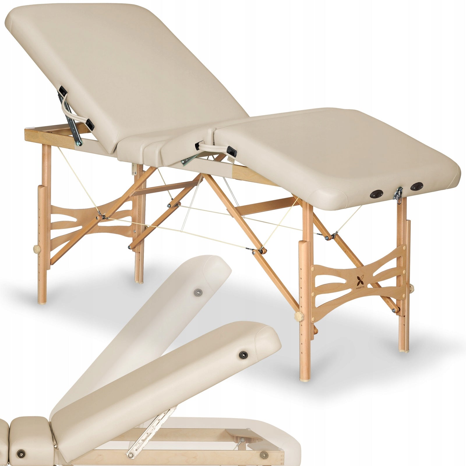 COSMETIC BED WOODEN MASSAGE FOLDING TABLE 5 SEGMENTS 70CM HABYS