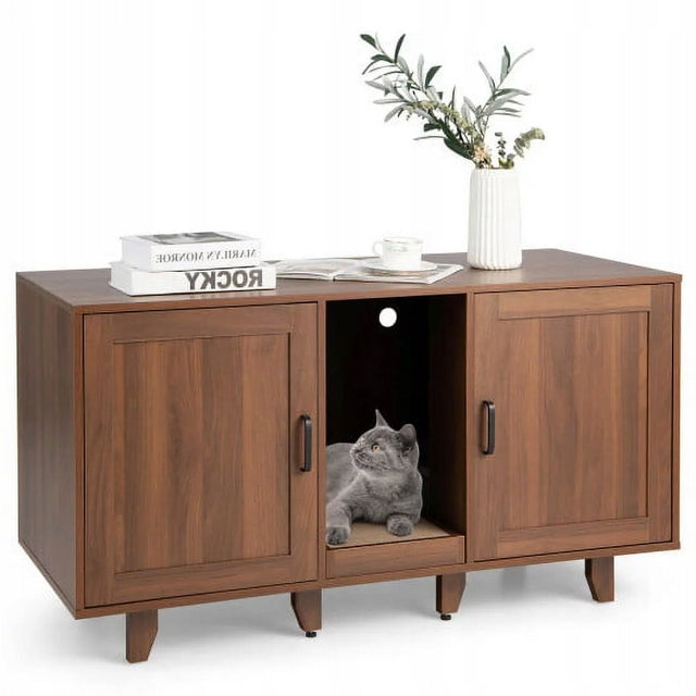 COSTWAY CABINET CHEST OF DRAWERS 3IN1 LITTER BOX WITH CAT SCRATCHER
