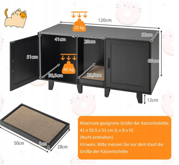 COSTWAY CHEST OF DRAWERS 3IN1 LITTER BOX WITH CAT SCRATCHER BLACK Brand Costway