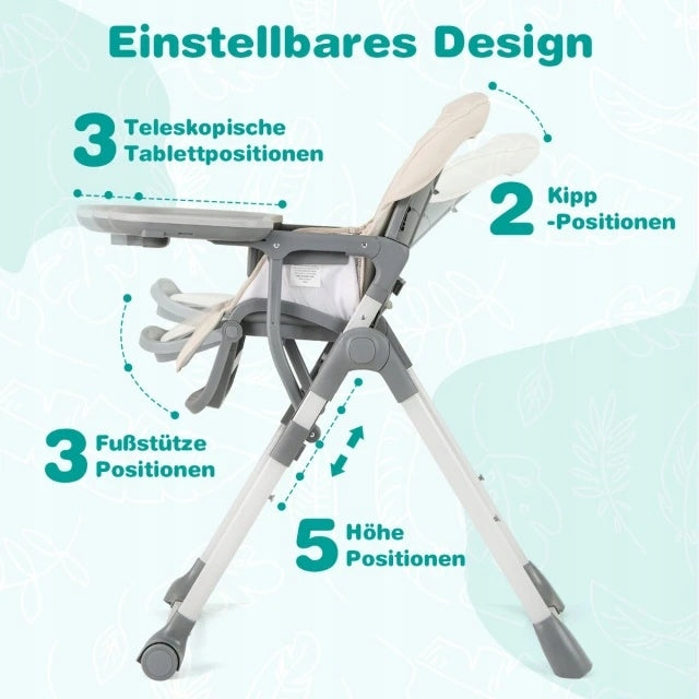 COSTWAY Highchair Reclining Function BEIGE Manufacturer code 45841
