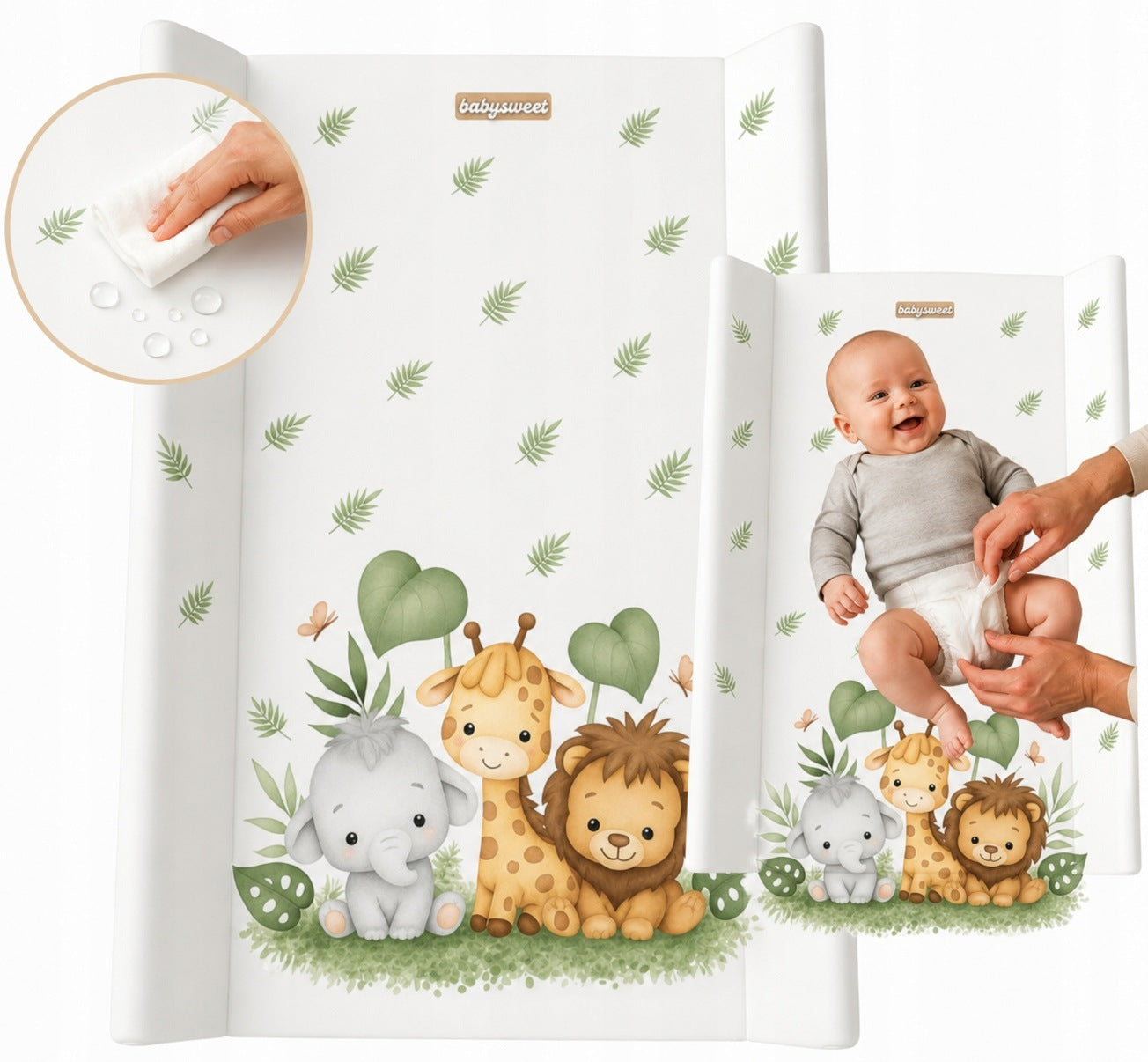 COT CHANGING TABLE CHEST OF DRAWERS HARD RIGID ANIMALS SAFARI