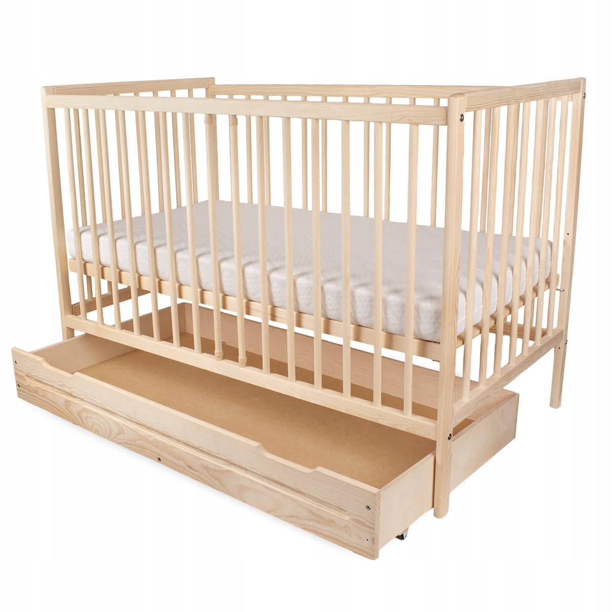 COT WITH DRAWER UNVARNISHED JACEK NATURE ECO CHILDREN, BABY