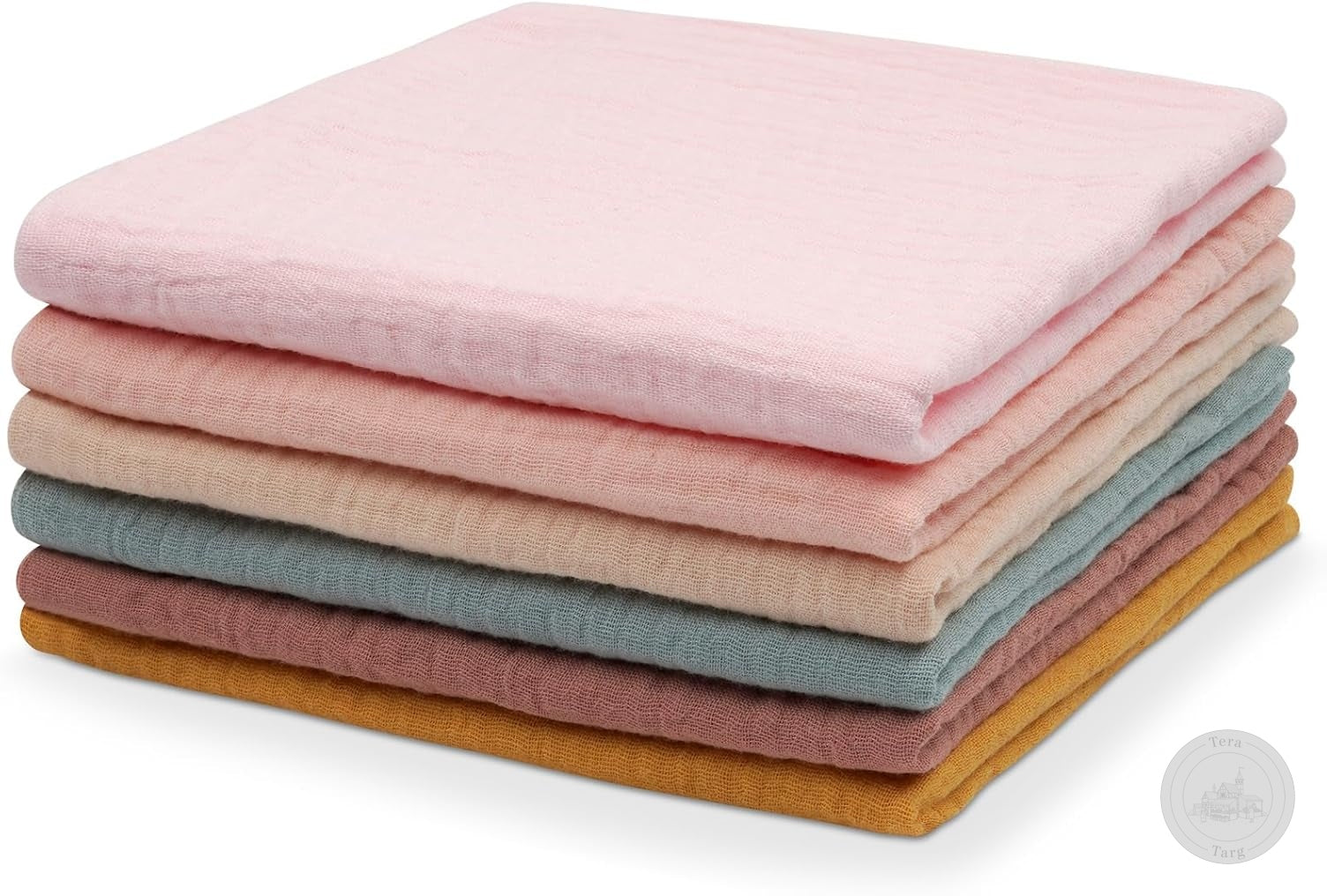 COTTON BABY WASHCLOTHS 6 PCS MUSLIN 30x30 CM SET