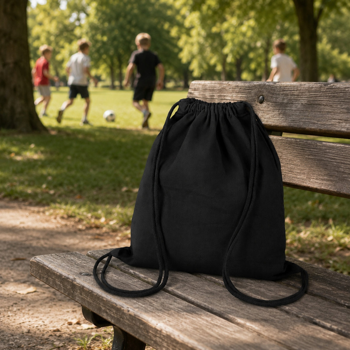 COTTON BACKPACK 32x39cm BLACK 280g THICK SPORTS TRAINING BAG Brand Allbag