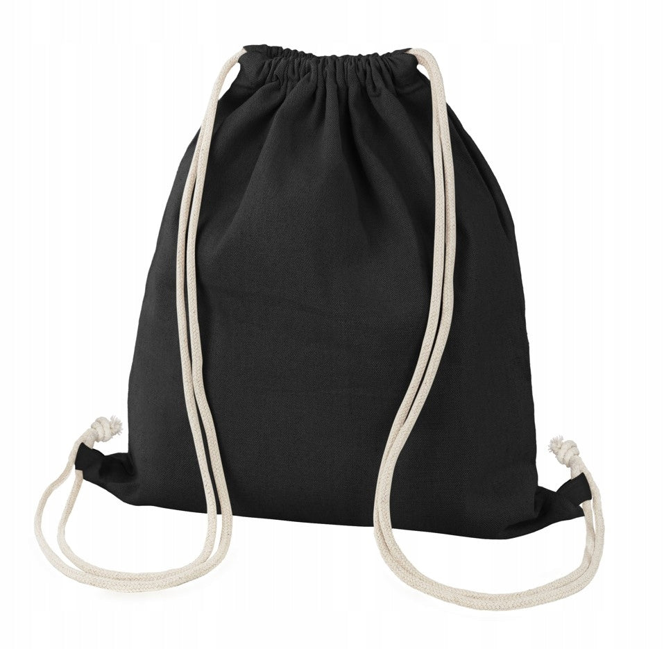 COTTON BACKPACK 37x41 cm BLACK 220g BARCELONA School Natural Sports Brand Allbag