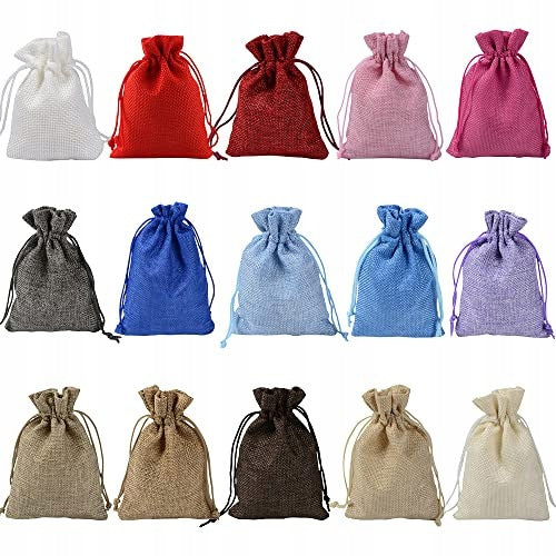 COTTON BAGS MADE OF JUTE COLORED WITH DRAWSTRING 45 PCS Brand no brand