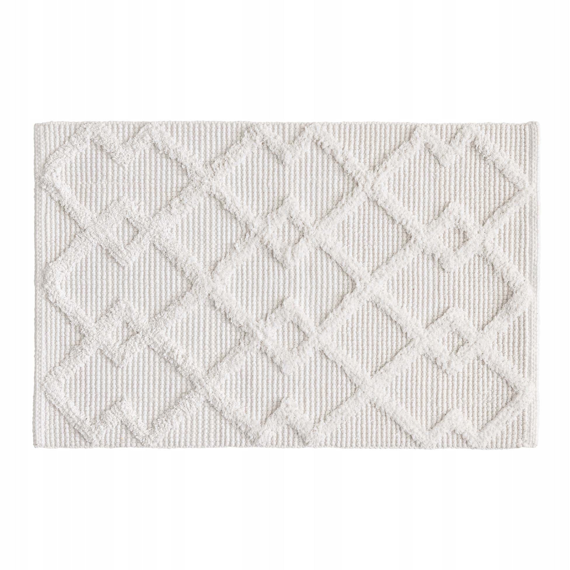 COTTON BATHROOM RUG 50 X 80 CM WHITE OEKOTEX