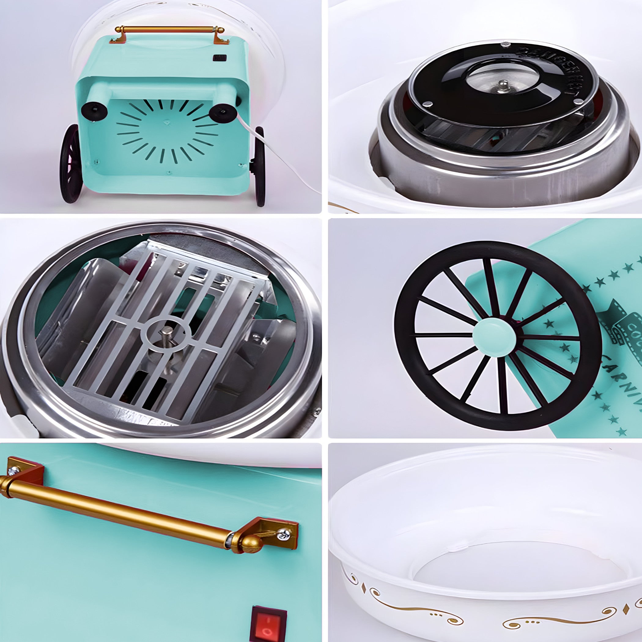 COTTON CANDY MACHINE HOMEMADE COTTON CANDY MACHINE TROLLEY + STICKS 550W Bowl diameter 30 cm