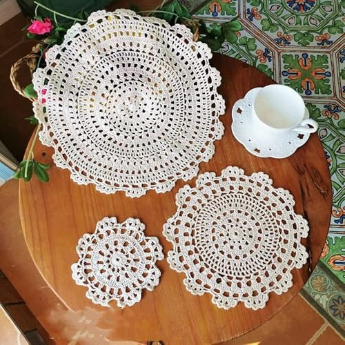 COTTON CROCHETED LACE TABLECLOTH FOR WEDDING BIRTHDAY 2 PCS DIY Brand no brand