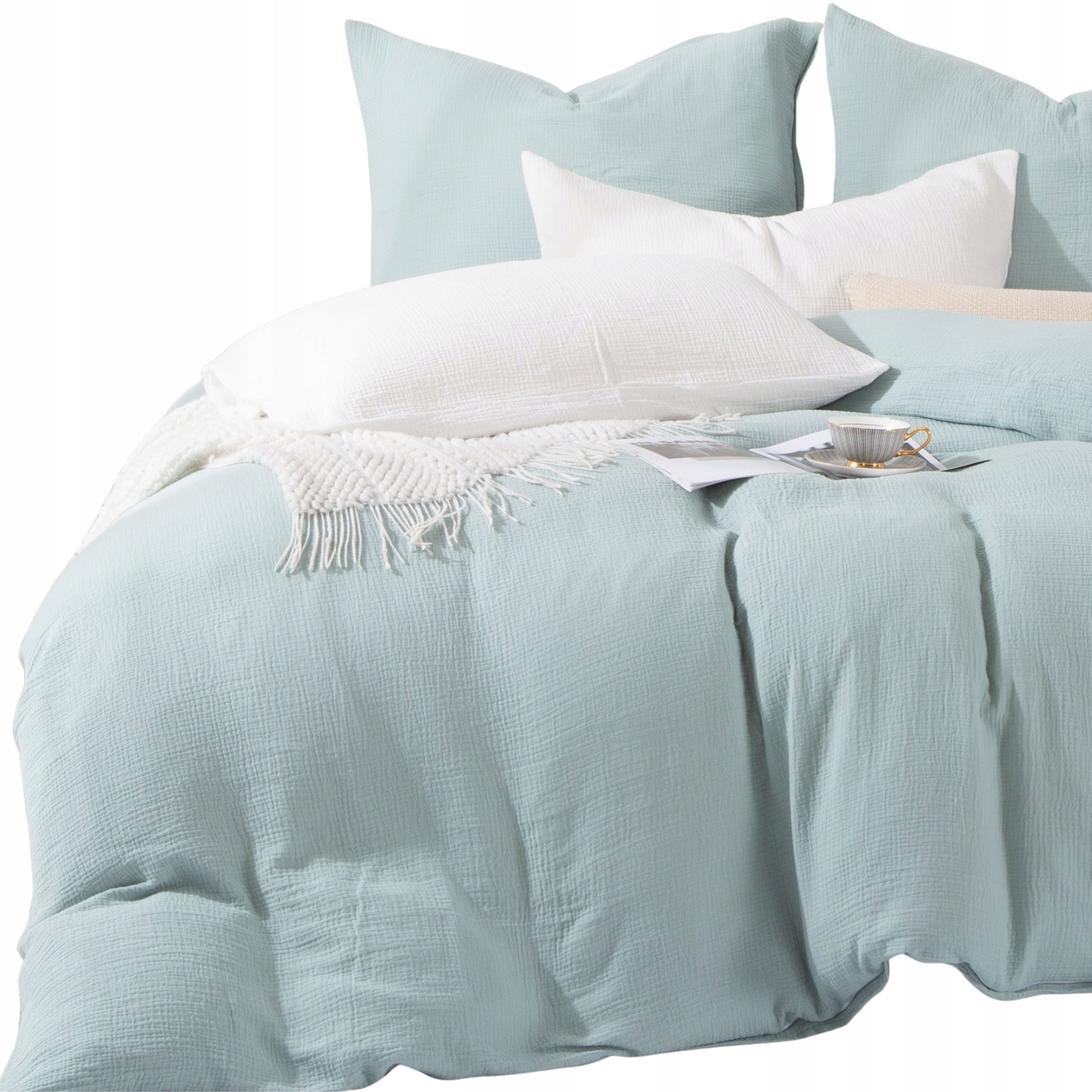COTTON MUSLIN BEDDING 200x200 SET DELICATE BREATHABLE SAGE