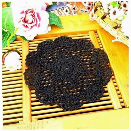 COTTON ROUND CROCHETED TABLE PADS FOR KITCHEN 4 PIECES