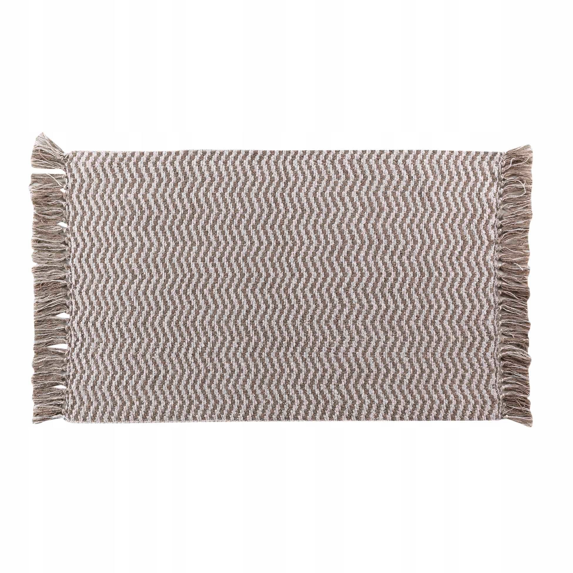 COTTON RUG BRAIDED 50x80 BEIGE WITH FRINGES CONVEX PATTERN